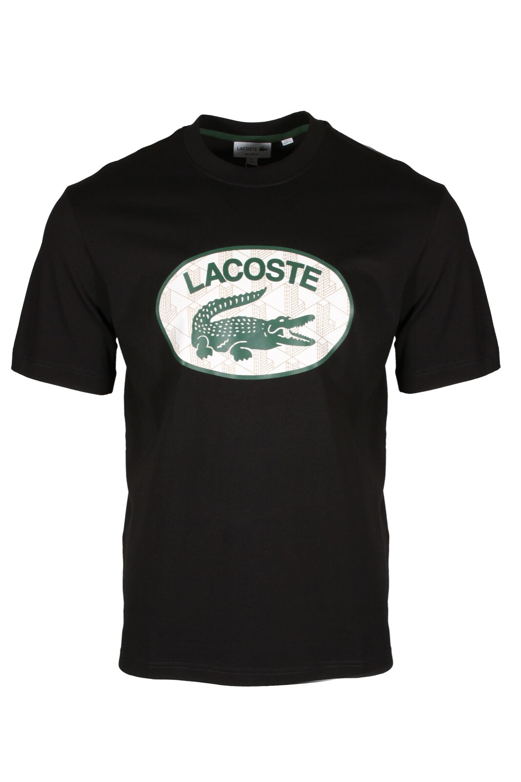 Мужская черная футболка свободного кроя Lacoste с фирменным принтом монограммы TH0064-51 031