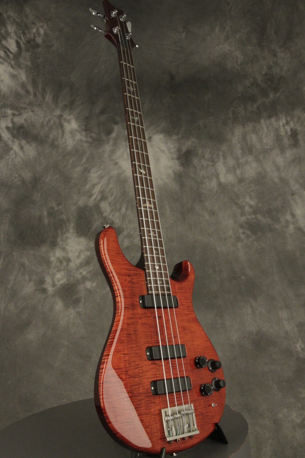 1987 PRS Paul Reed Smith CURLY BASS-4 Flame Top w/BIRDS Scarlet Red!