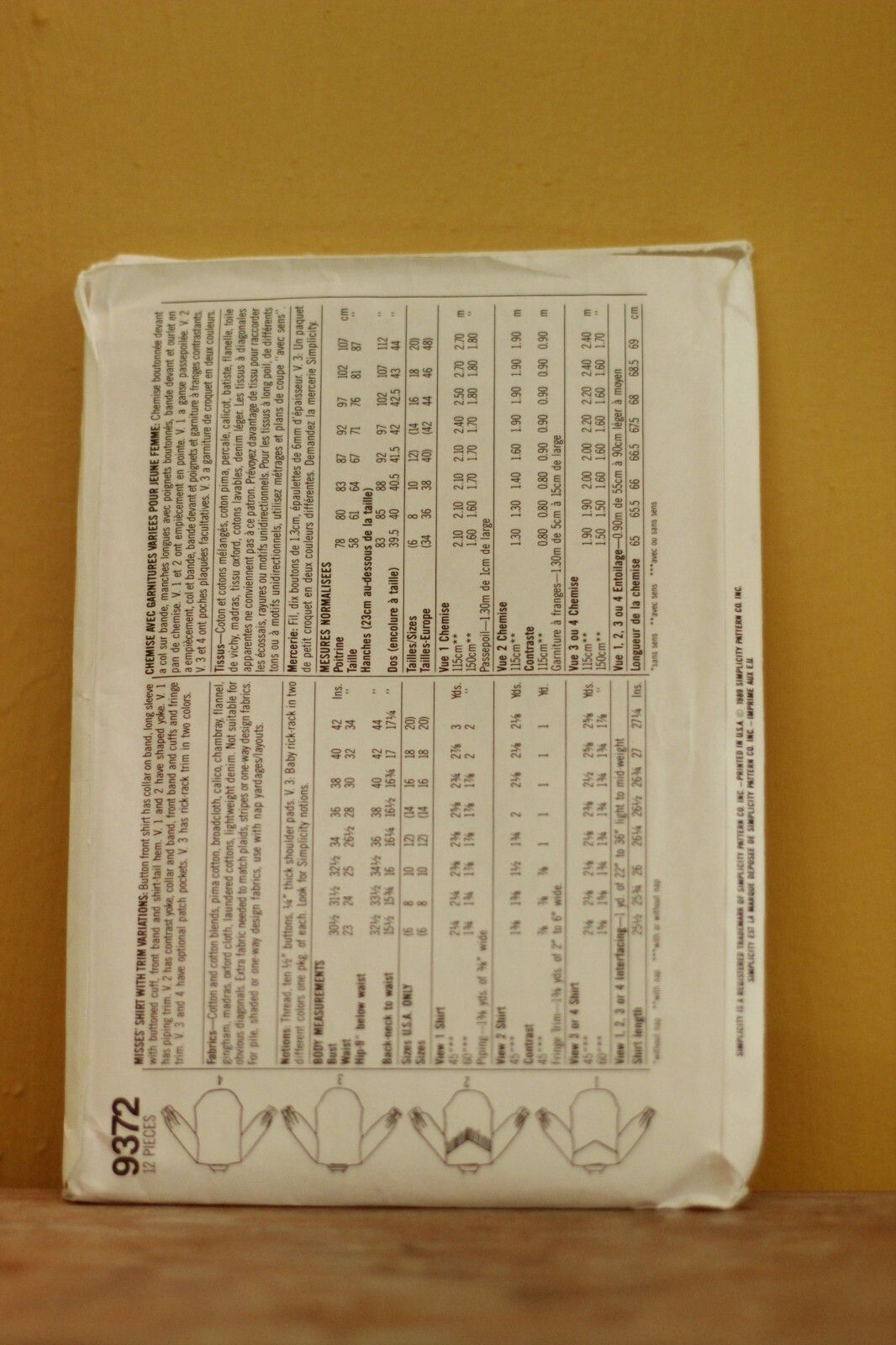 Simplicity 9372 Sewing Pattern