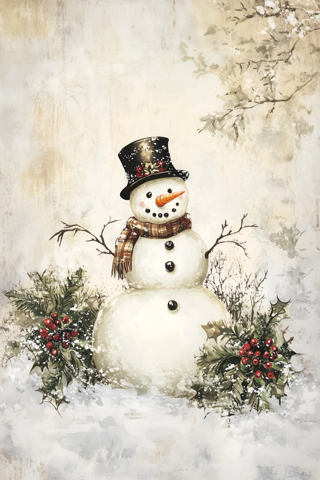 CHRISTMAS SNOWMAN STRETCHED CANVAS PRINT WALL ART READY TO HANG CA43