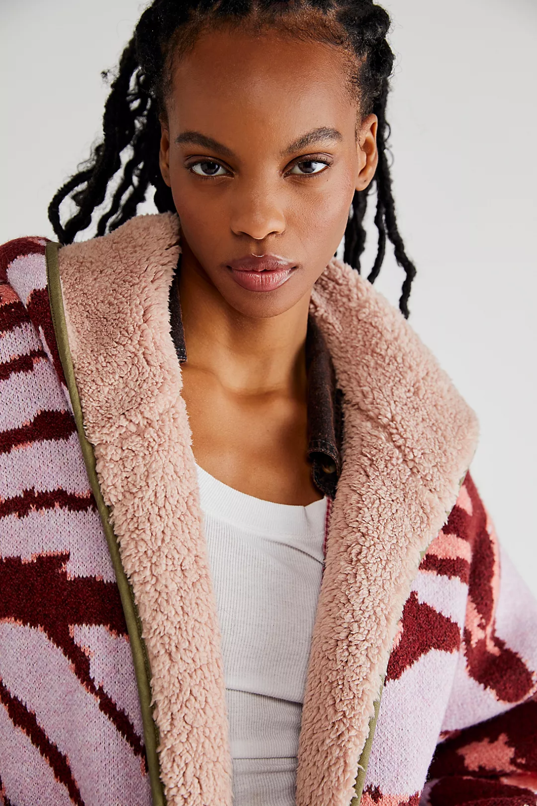 Pre-owned Free People Winter Chill Jacket Coat $268 S M L Reversible Oversized Fleece In Multicolor