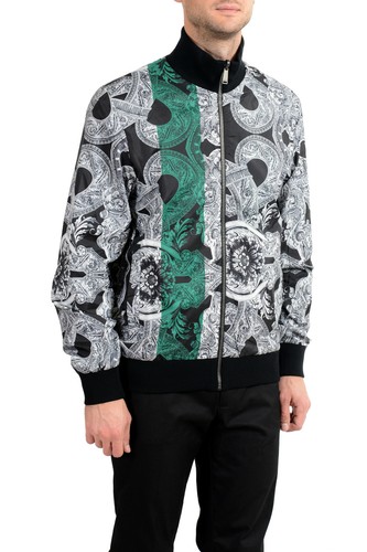 Pre-owned Versace Men's Wool Reversible Full Zip Windbreaker Jacket Us M It 50 In Multicolor