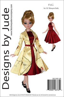 Fall Dress & Coat Doll Clothes Sewing Pattern for 16'' Ellowyne Wilde Tonner