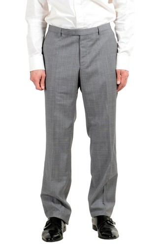 Pre-owned Hugo Boss "johnstons4/lenon1" Men's 100% Wool Plaid Two Button Suit In Multicolor
