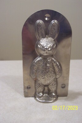 VTG Easter Chocolate Candy Mold Bunny Rabbit Tin Metal Unmarked No Clamps
