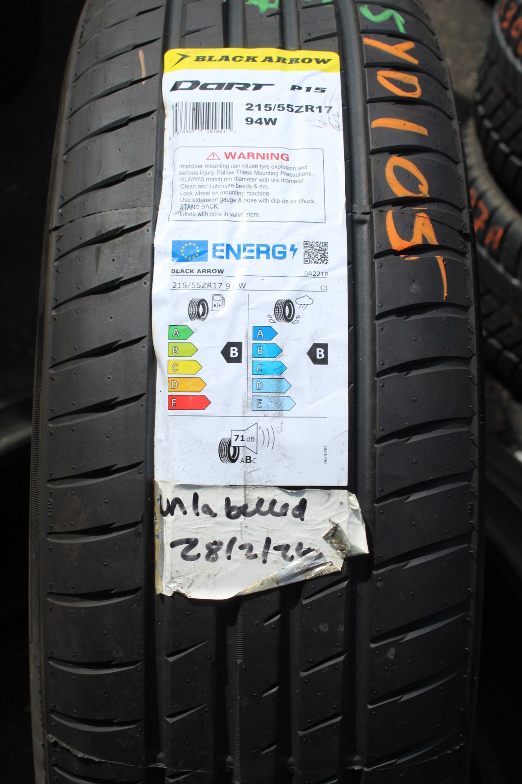 New 215 55 17 Blackarrow, Sport Macro Dart, 94W, x1 Single Tyre (F1_tyres) YD105