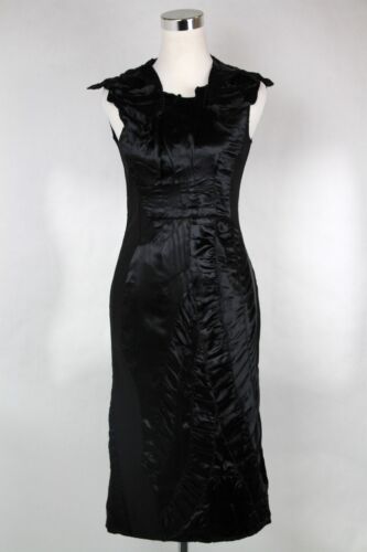 Pre-owned Bottega Veneta Women's Dress Ruffle Detail W/silk Pattern Black 326181 1000