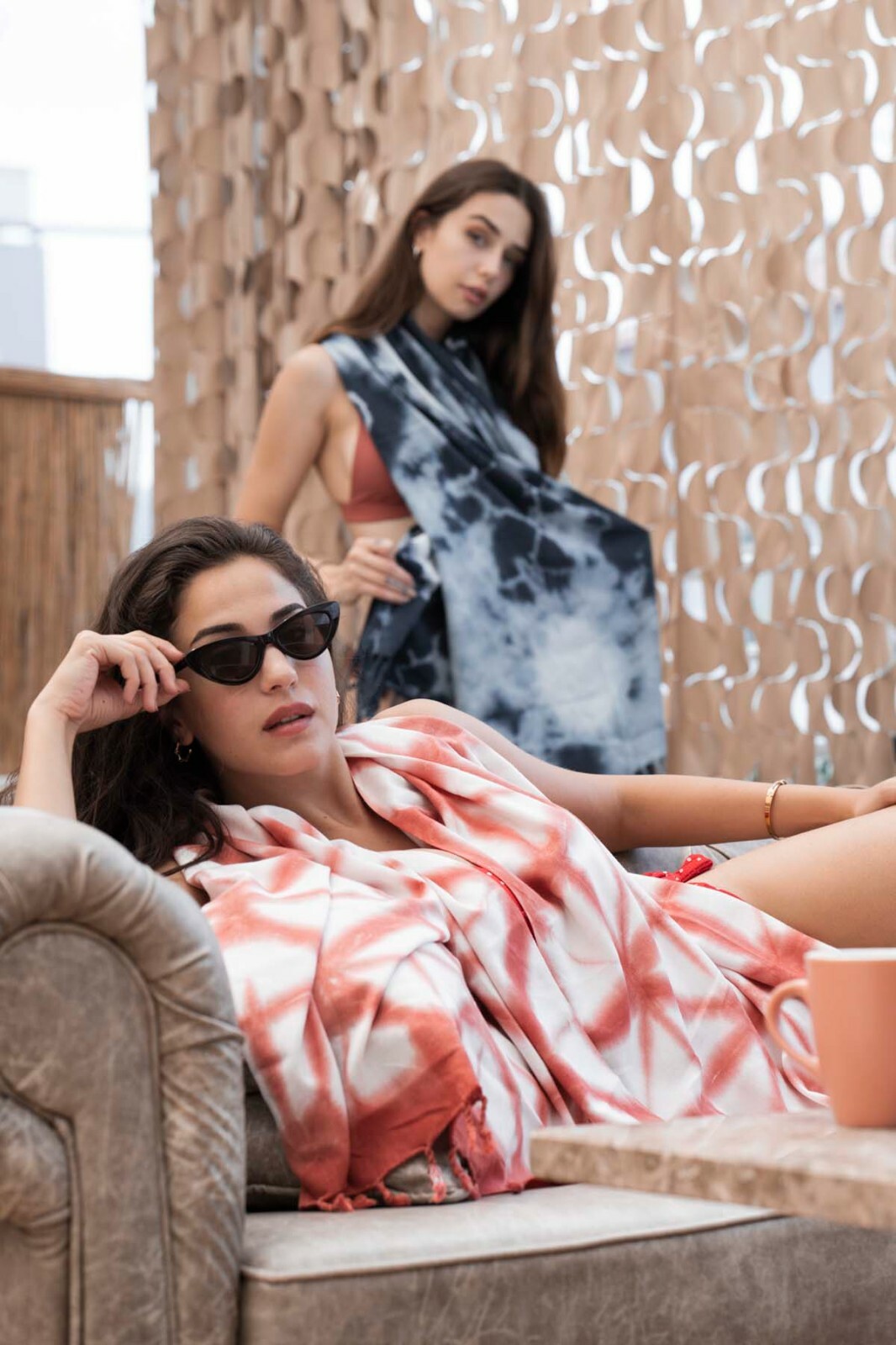 Tie Dye Red Marble Beach Towel