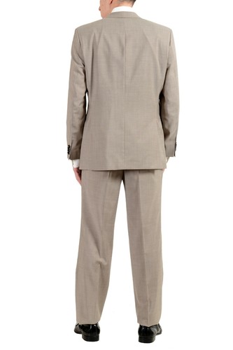 Pre-owned Hugo Boss "c-pasini/c-movie" Men's 100% Wool Beige Two Button Suit