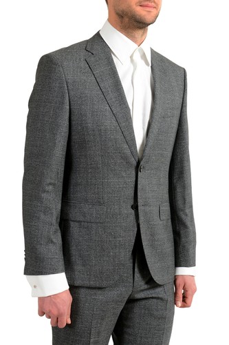 Pre-owned Hugo Boss Men's "johnstons5/lenon1" Regular Fit Gray 100% Wool Two Button Suit