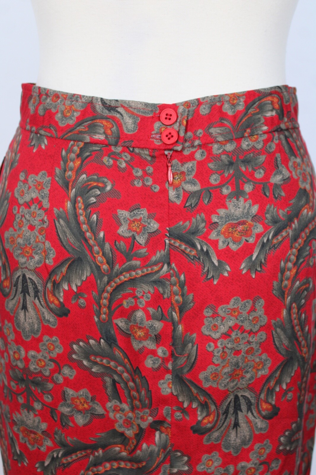 Vtg Evan Picone 10/12 Red Paisley 2-Piece Top Skirt Set Suit
