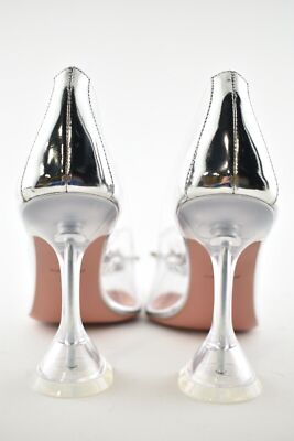 Pre-owned Amina Muaddi 95 Begum Pump Pvc Clear Transparent Glass Crystal Sandal Heel 39