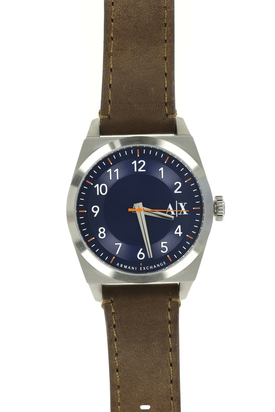 Armani Exchange Blue Dial Brown Leather Men's Stainless Steel Wrist Watch 137973