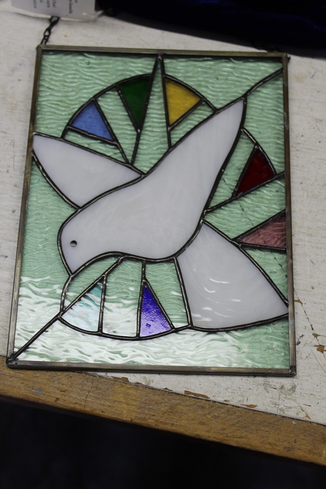 Dove with the Seven Points Stained Glass Panel