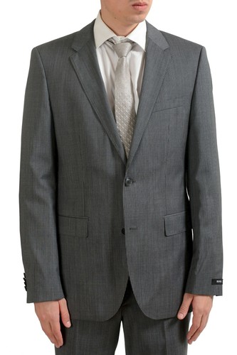 Pre-owned Hugo Boss "the James4/sharp6" Men's 100% Wool Two Button Suit Us 40l It 50 In Gray