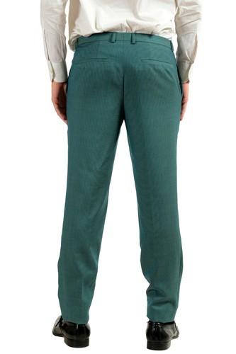 Pre-owned Hugo Boss "astian/hets" Men's 100% Wool Green Two Button Suit