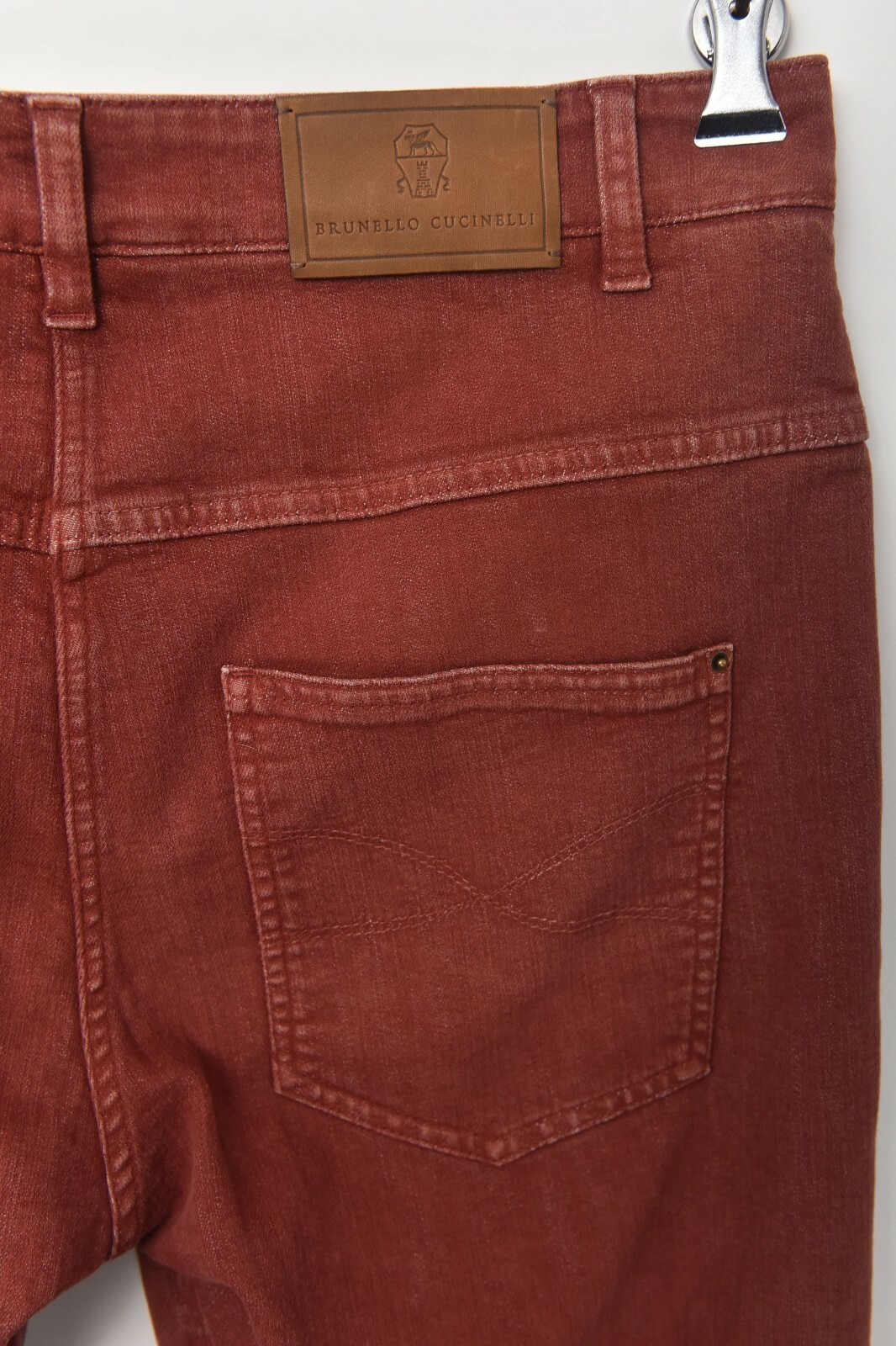Pre-owned Brunello Cucinelli Vintage Burgundy Stretch Cotton Denim Jeans 6 (eu 42) In Red