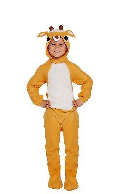 Childs Reindeer Christmas Xmas Fancy Dress Up Outfit Nativity Pantomime Costume