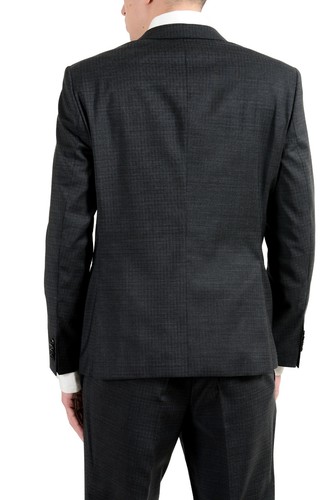 Pre-owned Hugo Boss "reymond/wenten" Men's 100% Wool Plaid Dark Gray Two Button Suit