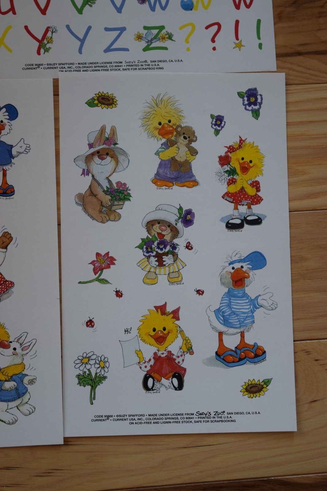 Suzy's Zoo stickers 5 sheets Alphabet/Frames/Amimals