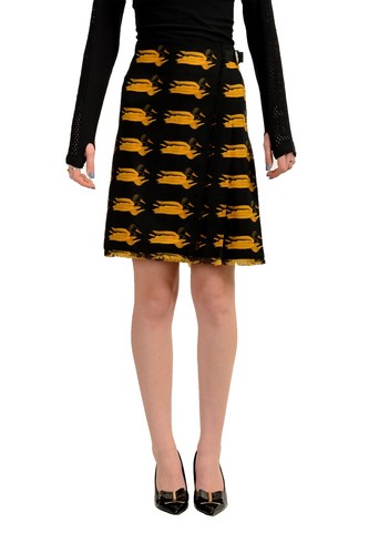 Burberry Women's 100% Wool Pleated A-Line Printed Skirt UK 6