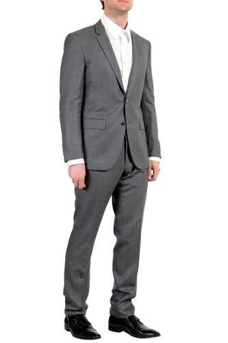 Pre-owned Hugo Boss "t-harvers2/glover1" Men's Silk Wool Gray Two Button Suit