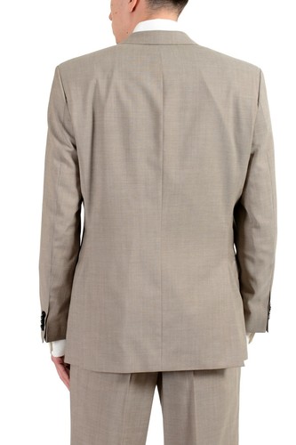 Pre-owned Hugo Boss "c-pasini/c-movie" Men's 100% Wool Beige Two Button Suit