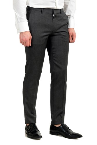 Pre-owned Hugo Boss "huge6/ganius5" Men's 100% Wool Slim Two Button Suit In Gray