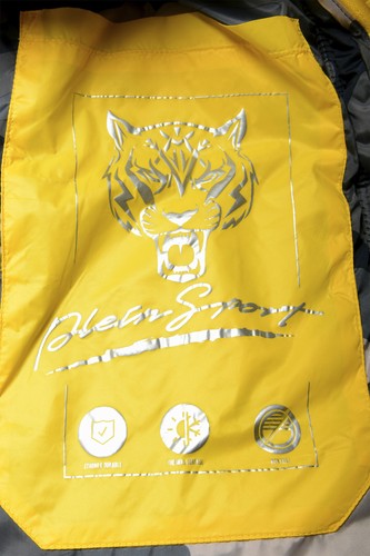 PLEIN SPORT PLEIN SPORT HERREN GELB MIT KAPUZE LOGO AUFDRUCK REISSVERSCHLUSS ÄRMELLOS WESTE