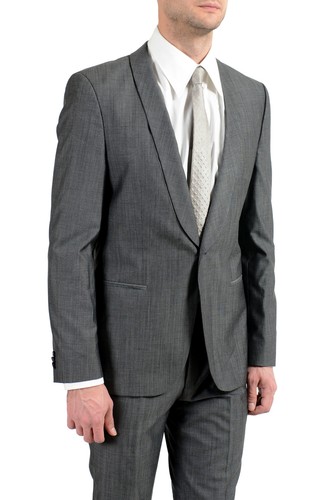 Pre-owned Hugo Boss "arti/hesten182" Men's Extra Slim Fit Wool Gray One Button Suit