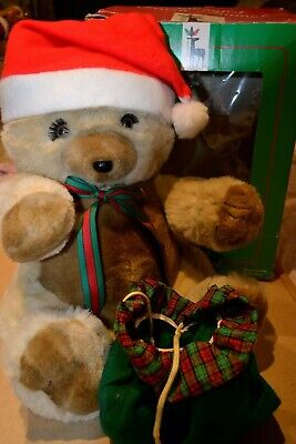 Vintage Christmas teddy bear large 1993 moving teddy Santas Best branded