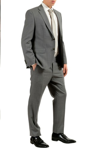 Pre-owned Hugo Boss "johnston3/lenon1" Men's 100% Wool Gray Two Button Suit