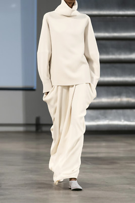 New $1990 The Row Makie Wool Silk Blend Turtleneck Top in Ivory sz XS