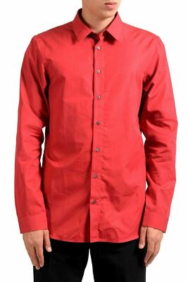 Jil Sander Men's Red Long Sleeve Dress Shirt Size 16 16.5 17 17.5