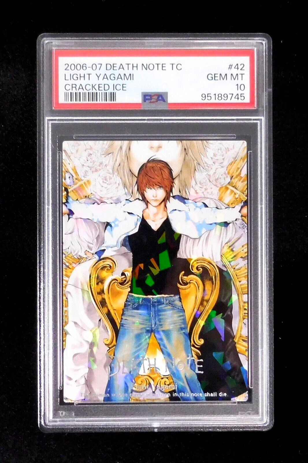 PSA 10 Death Note Card Light Yagami #42 Cracked Ice Prism PSA 10 Death Note Card Light Yagami #42 Cracked Ice Prism
