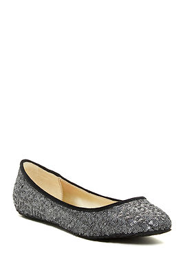 Elaine Turner Paige Ballet Flat, Steel Gray Sequins, Women Size 6)  $175  NEW 