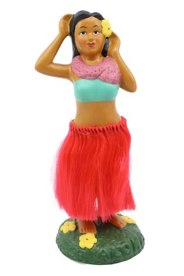 Hawaiian Hula Lady with Ukulele Dashboard Doll - 7'' Ceramic Doll, Vintage Style