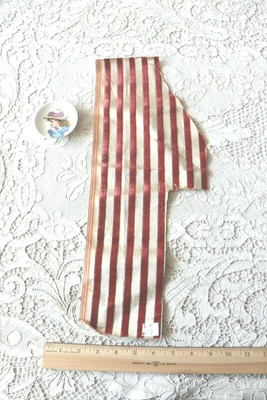 Antique French Silk Velvet Red Stripe Fabric~Dolls~L-17