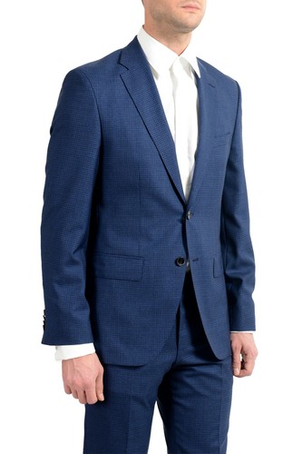 Pre-owned Hugo Boss "johnstons5/lenon1" Men's 100% Wool Blue Two Button Suit