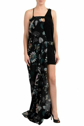 Pre-owned Versace Versus Women's Silk One Shoulder Printed Maxi Dress Us 6 It 42 In Multicolor