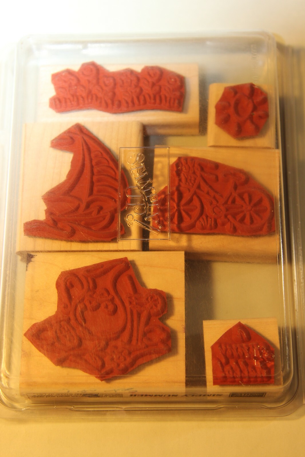 Stampin Up Simply Summer Rubber Mounted Stamps, Boat, Lemonade, Bicycle, Sun