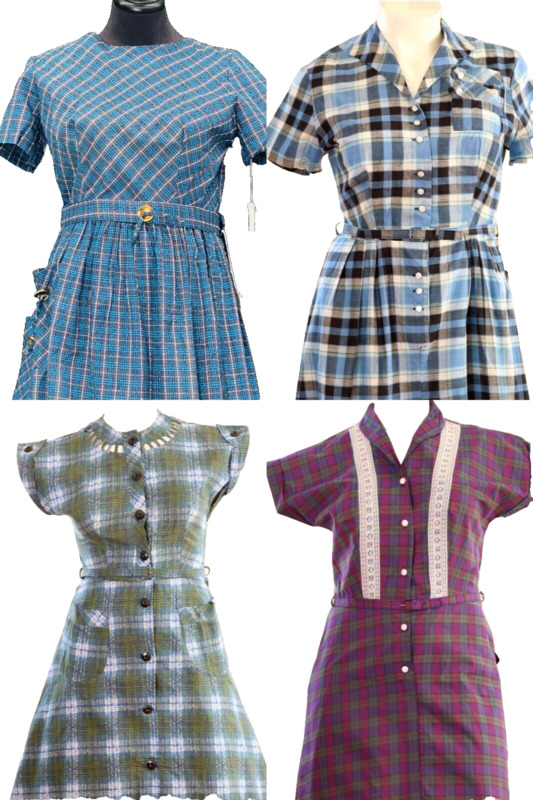 Vintage 1950s NWT dresses lot, FOUR deadstock cotton plus size XL volup 42 44