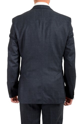 Pre-owned Hugo Boss Men's "jackson/lenon2" Regular Fit Plaid 100% Wool Two Button Suit In Gray