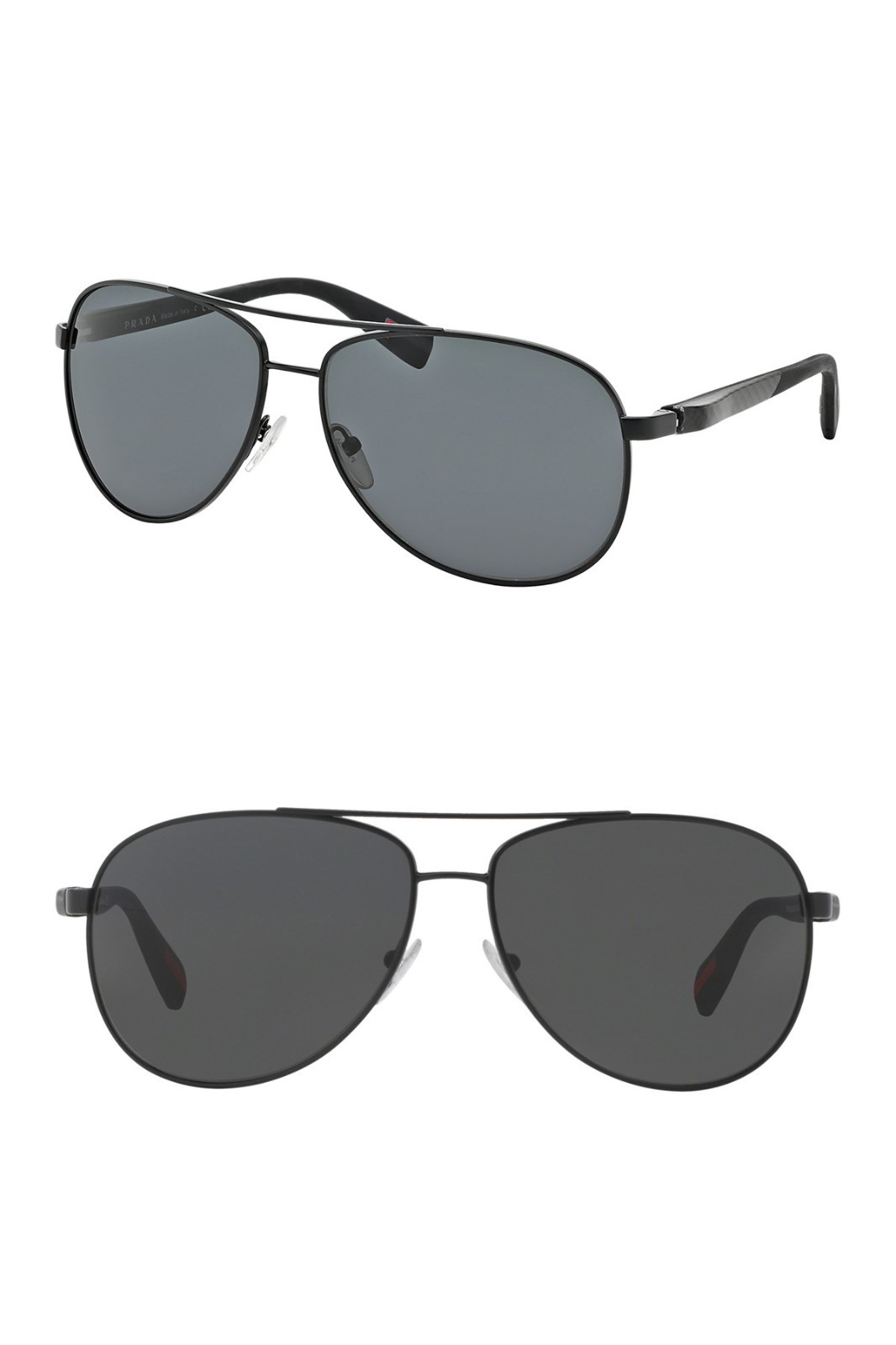Pre-owned Prada Ps 51os Aviator Black Frame Smoke Lens Sunglasses 62 14 135italynib In Gray