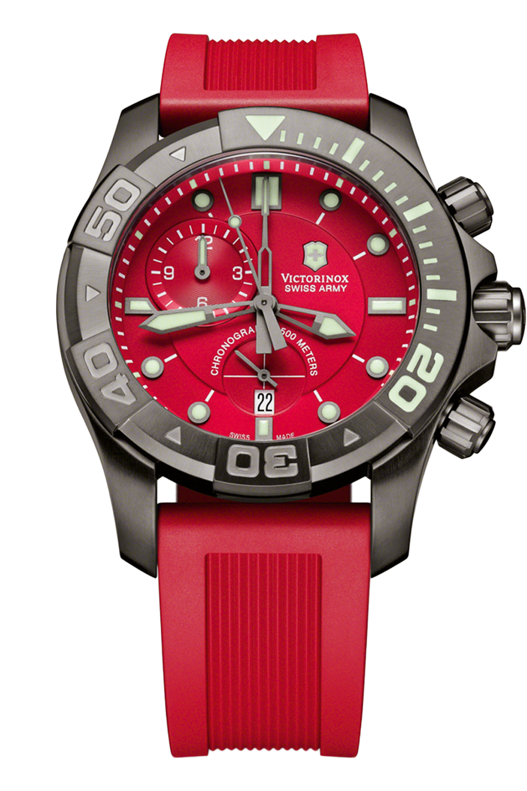 Pre-owned Victorinox Swiss Army Red Dial Dive Master 500 Men's Chronograph Watch 241422