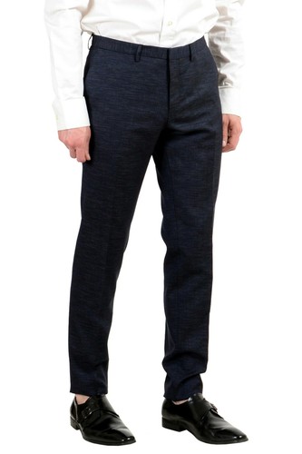 Pre-owned Hugo Boss "reyno4/wave2" Men's Wool Extra Slim Two Button Suit In Blue