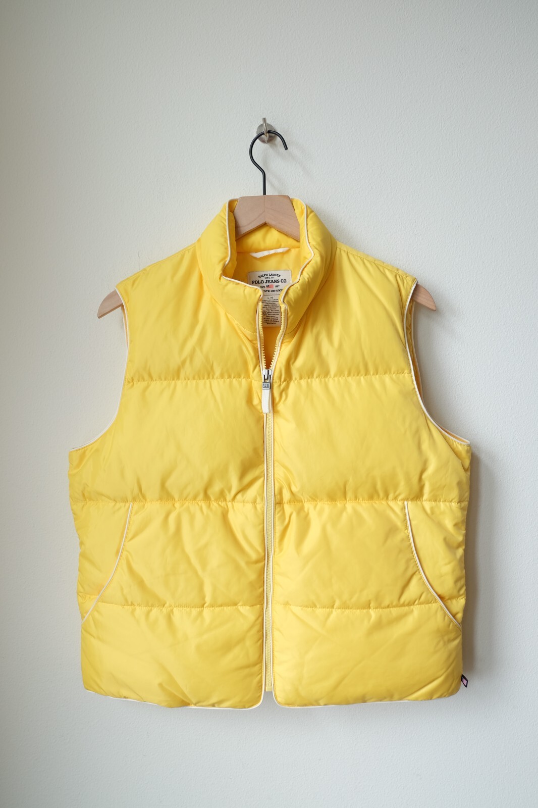 VINTAGE Polo Ralph Lauren Down Vest Puffer Yellow Jacket