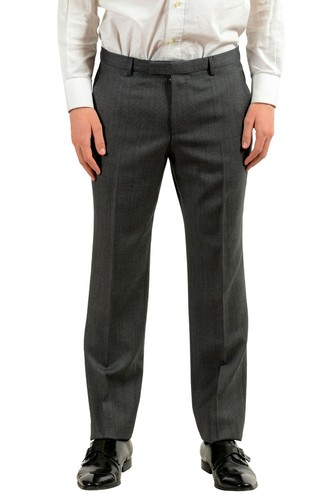 Pre-owned Hugo Boss "johnston3/lenon1" Men's 100% Wool Gray Two Button Suit