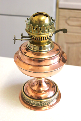 Antique Copper & Brass Oil Lamp Base (4724)