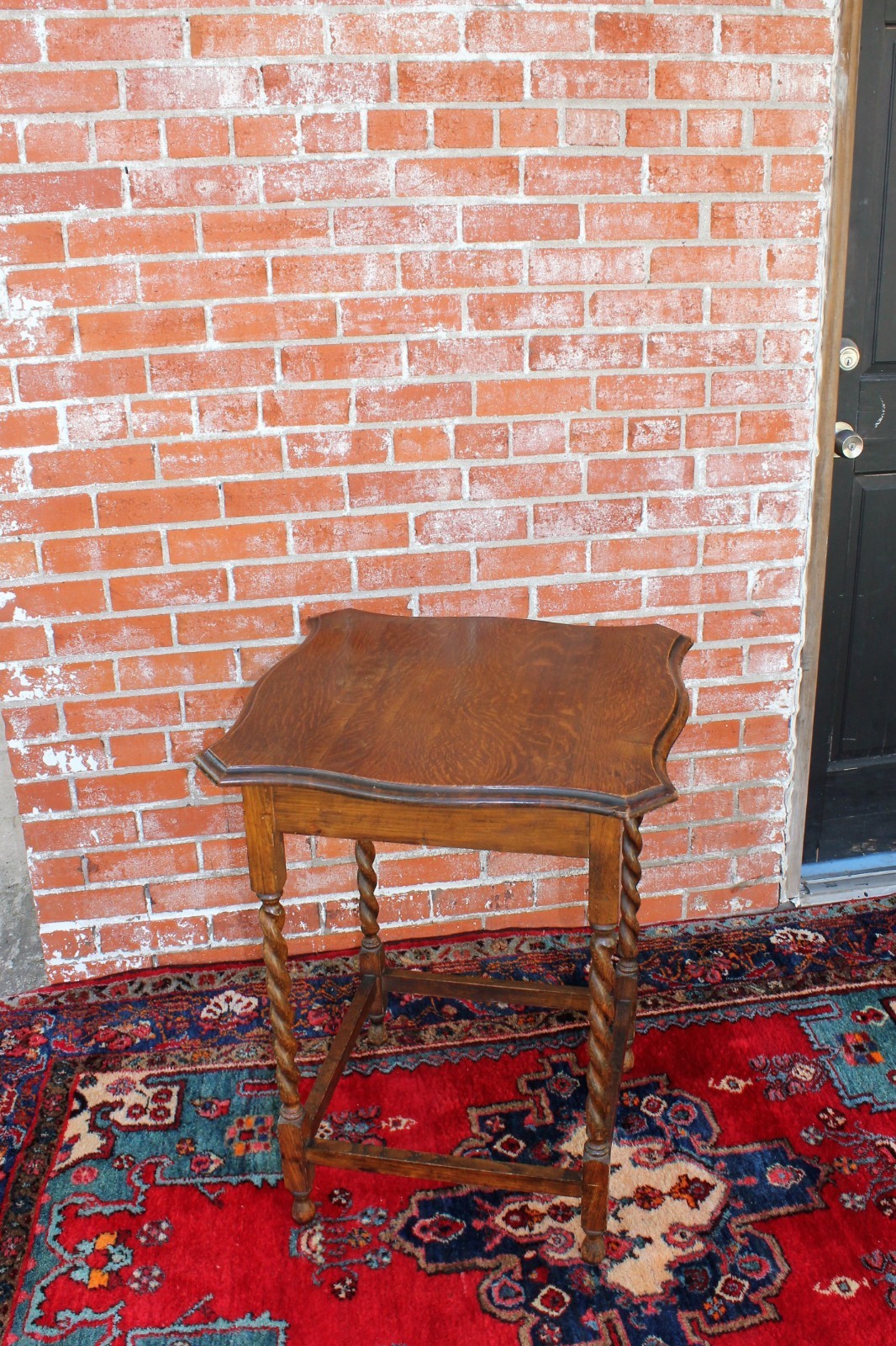English Antique Oak Barley Twist Small Side Table | Living Room Furniture